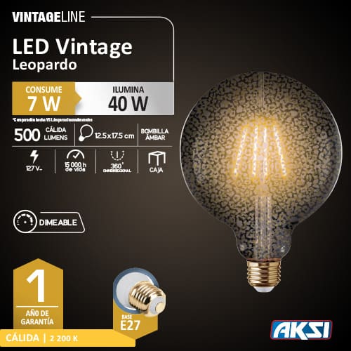 FOCO VINTAGE LEOPARDO 7W, DIMEABLE AKSI*